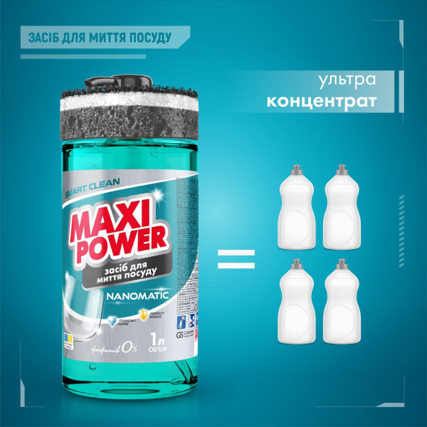 Фото - Засіб для ручного миття посуду Maxi Power Nanomatic 1 л  (4820204703400)
