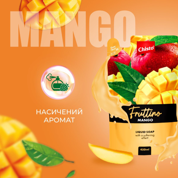 Фото - Жидкое мыло для рук Chisto Fruttino дой-пак 450 мл Mango (4820204703493)