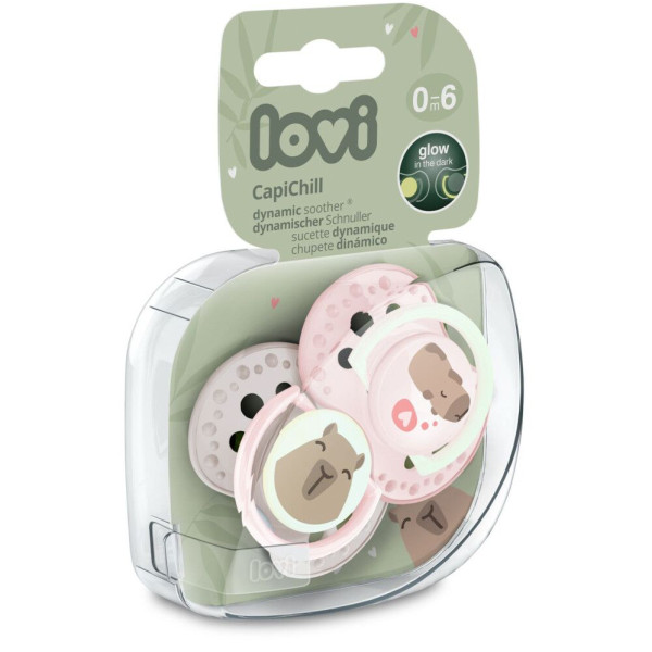 Фото - Динамічна пустушка Lovi 0-6 м-ців 2 шт. CapiChill - рожева (22/932girl)