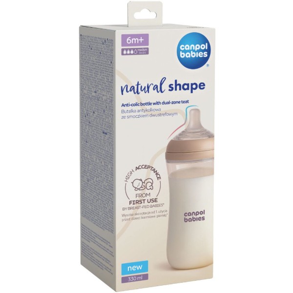 Фото - Пляшка для годування Canpol babies Natural Shape з соскою Dual-zone 330 мл (35/402)