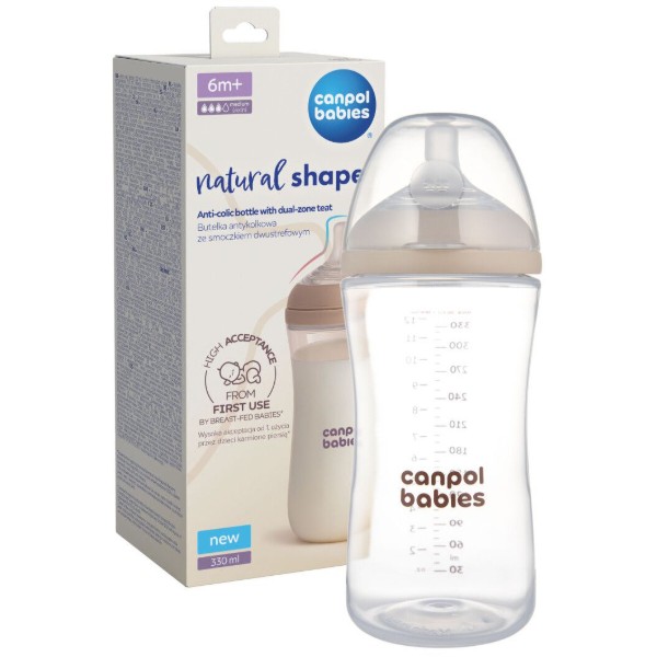 Фото - Пляшка для годування Canpol babies Natural Shape з соскою Dual-zone 330 мл (35/402)
