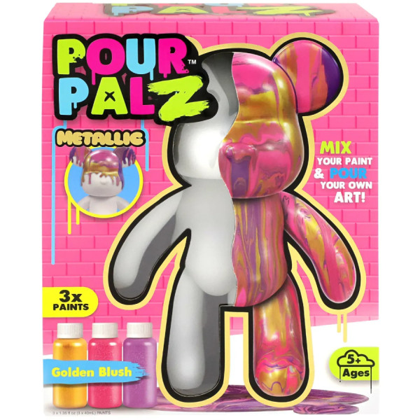 Фото - Набір для декупажу та розпису Pour Palz Флюїд Арт - Ведмедик Золото світанку S3 Metallic (GS-G25020)