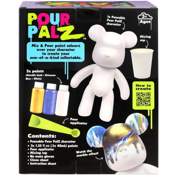 Фото - Набір для декупажу та розпису Pour Palz Флюїд Арт - Ведмедик Металевий синій S3 Metallic (GS-G25022)