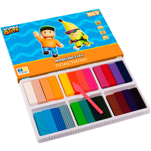 Фото - Пластилин классический YES 24 цв. 480г Stumble Guys (540711)