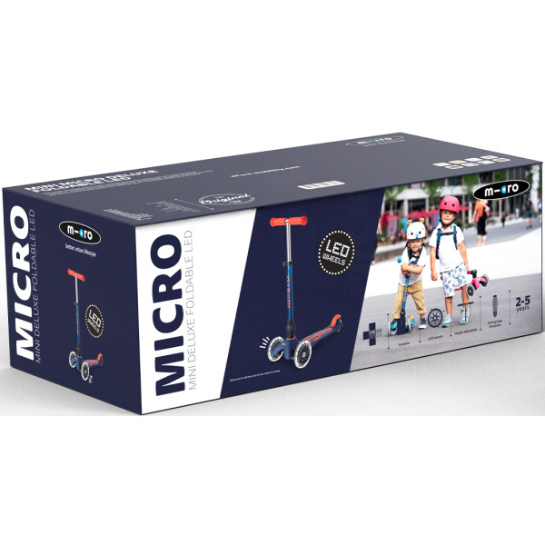 Фото - Триколісний самокат Micro серії Mini Deluxe Foldable LED – Синій (MMD196)