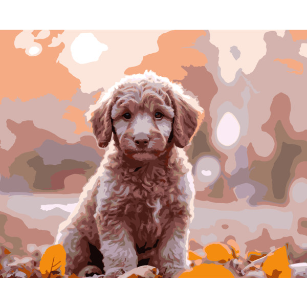 Фото - Картина за номерами Strateg Осінній песик 40х50 (VG041)