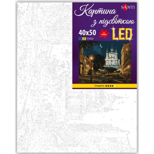 Фото - Картина за номерами Santi Київ у ночі  40х50 см LED підсвітка (956662)