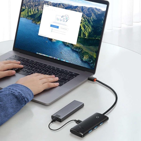 Фото - Хаб USB Baseus Lite Series 4-in-1 Type-C to USB 3.0*4 0.25m (WKQX030301)
