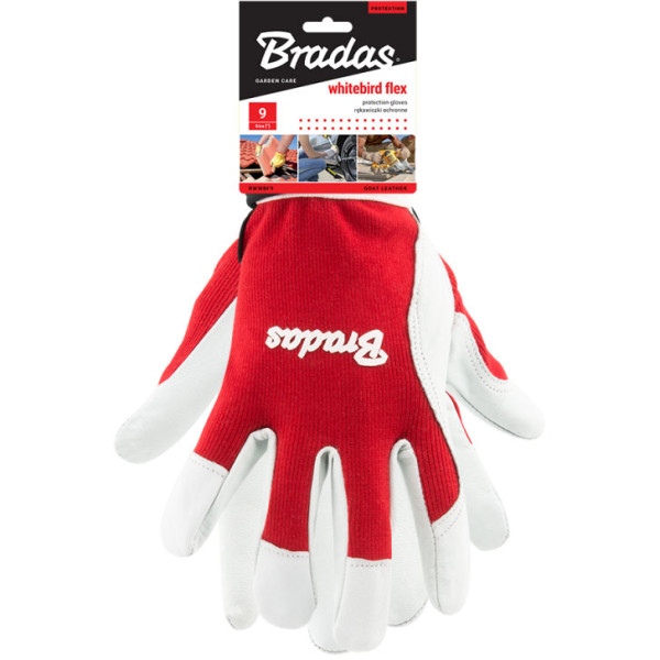 Фото - Рукавички садові BRADAS Шкіряні WHITEBIRD FLEX, блістер розмір 10 (RWWBF10)