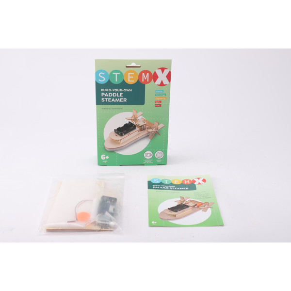 Фото - Дерев'яний конструктор STEAM на батарейках колісний пароплав (73728)