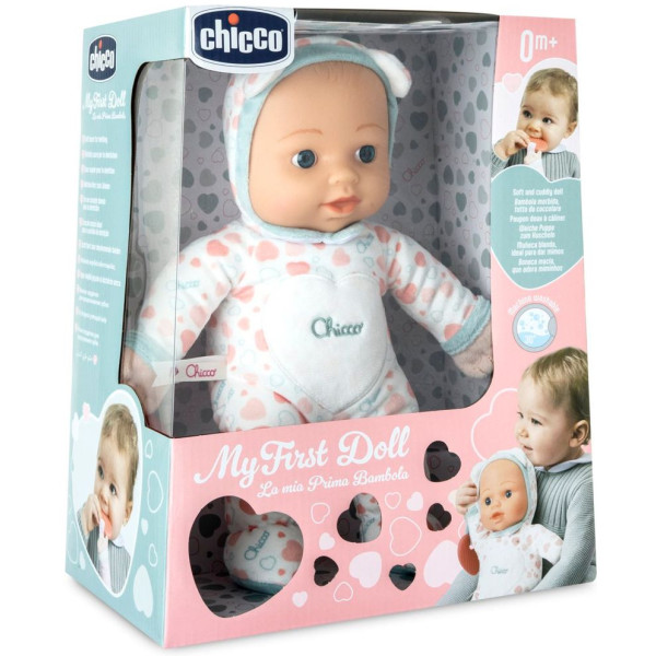 Фото - Пупс классический Chicco Моя первая кукла бело-розовая (12117.20)