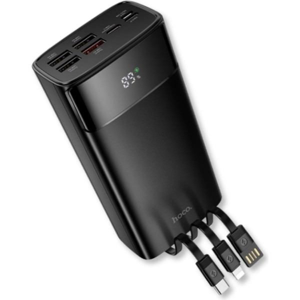 Фото - Батарея мобильная HOCO DB89B Element 22.5W + встроенные кабели + LED 30000 mAh Black (715032)