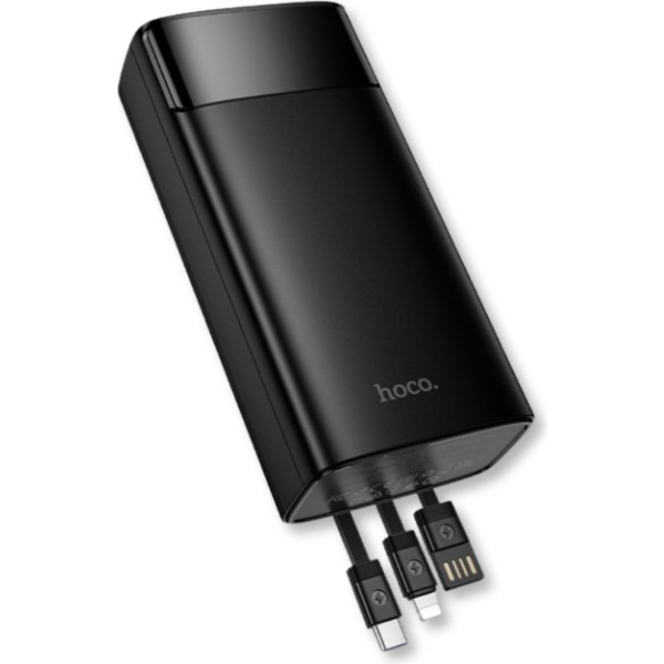 Фото - Батарея мобильная HOCO DB89B Element 22.5W + встроенные кабели + LED 30000 mAh Black (715032)