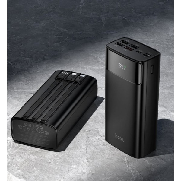 Фото - Батарея мобильная HOCO DB89B Element 22.5W + встроенные кабели + LED 30000 mAh Black (715032)