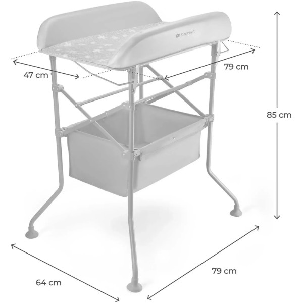 Фото - Столик пеленальный Kinderkraft с ванночкой Bubbly Grey (KABUBB00GRY0000)