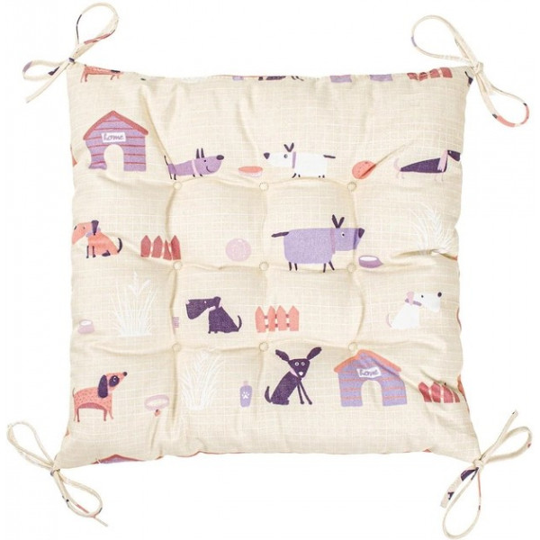 Фото - Подушка для стула Home Line Полупанама Гав-Гав песочный 40х40 см (178523)