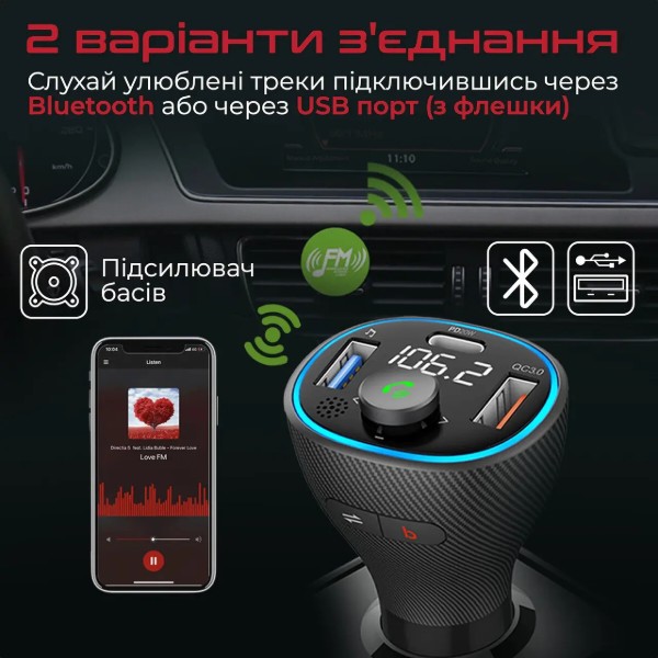 Фото - FM модулятор Promate Powertune-38w.Black