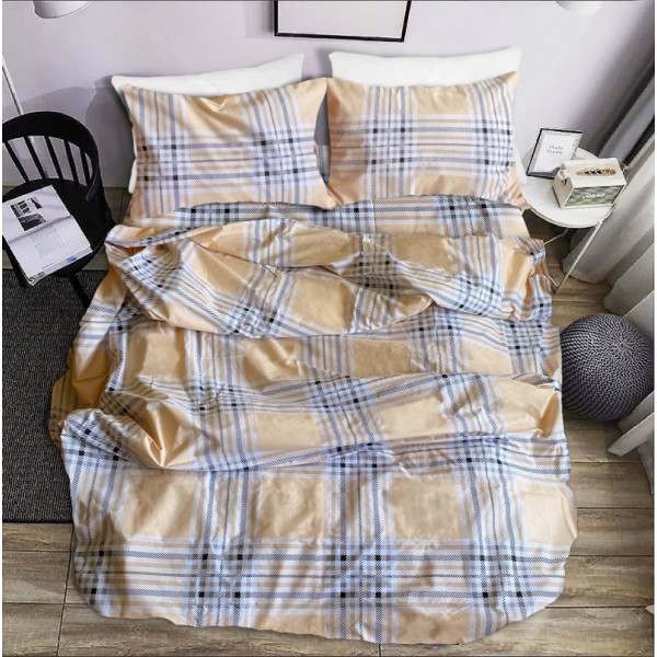 Фото - Комплект постільної білизни Zastelli Burberry (шотландська клітинка) бязь 175х210 бежева (20680)