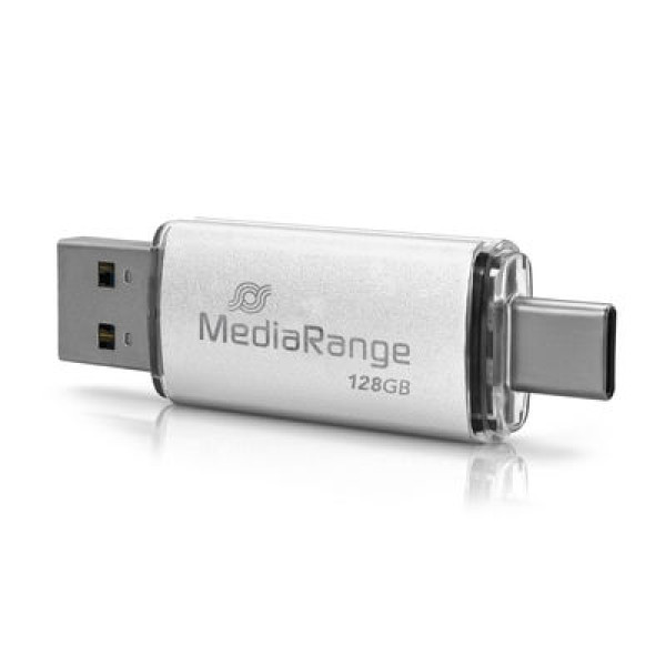 Фото - Флеш USB MediaRange USB 3.2 USB-A and USB-C Silver 128GB (MR938)