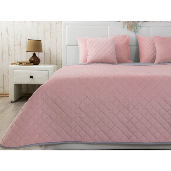 Фото - Чохол для подушки Руно велюр 50х70 (382.55_Pink and Grey ромб)