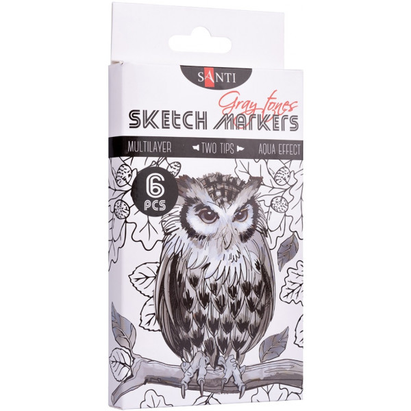 Фото - Набір маркерів Santi "Gray tones" 6 шт. (390544) Фото - Набір маркерів Santi "Gray tones" 6 шт. (390544)