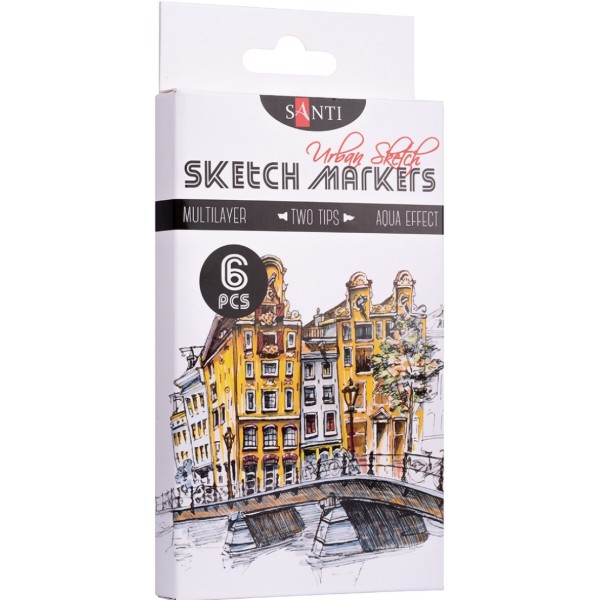 Фото - Набір маркерів Santi "Urban Sketch" 6 шт. (390548)