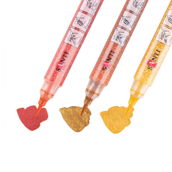 Фото - Набір маркерів Santi акварельних Glitter Brush відтінки жовтого 3 шт. (390772)