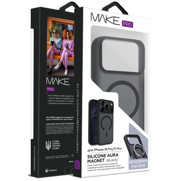 Фото - Чохол для смартфону MAKE Aura Magnet for Apple iPhone 18 Pro/17 Pro, Black (MCLAM-AI18P/17PBK)