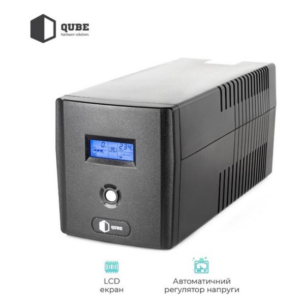 Фото - Уценка - Источник бесперебойного питания QUBE DG 1250, 1250VA/720W, LCD, 4 x Schuko, RJ-45, USB (QBDG1250)