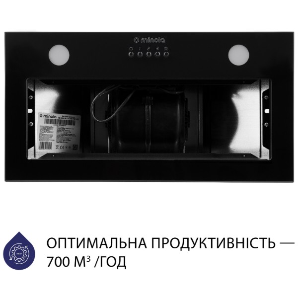 Фото - Уцінка - Витяжка вбудована Minola HBI 5262 BL GLASS 700 LED