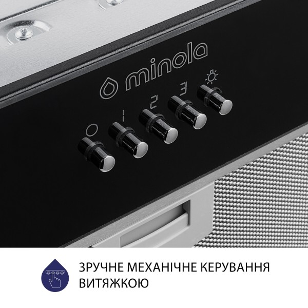 Фото - Уцінка - Витяжка вбудована Minola HBI 5262 BL GLASS 700 LED