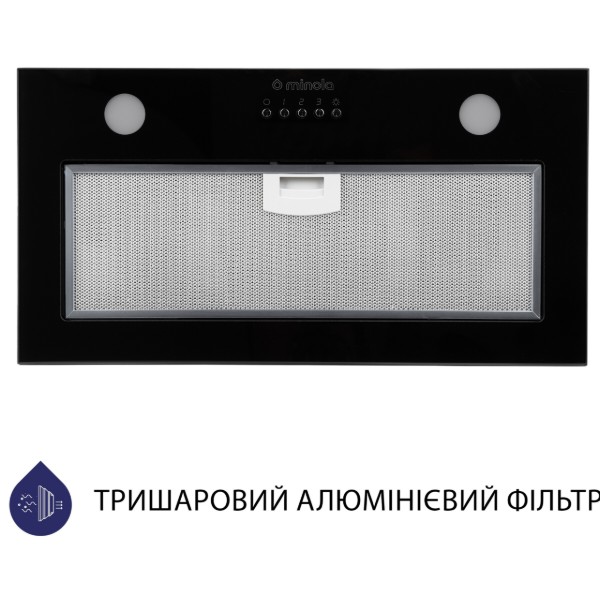 Фото - Уцінка - Витяжка вбудована Minola HBI 5262 BL GLASS 700 LED