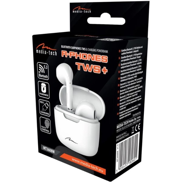 Фото - Уценка - Наушники вкладыши беспроводные TWS Media-Tech R-PHONES TWS+ White (MT3608W)