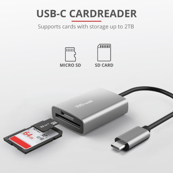 Фото - Уцінка - Кардрідер Trust Dalyx Fast Aluminium USB-C Card Reader (24136)