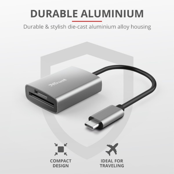 Фото - Уцінка - Кардрідер Trust Dalyx Fast Aluminium USB-C Card Reader (24136)