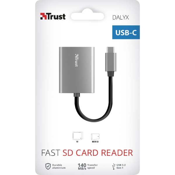 Фото - Уцінка - Кардрідер Trust Dalyx Fast Aluminium USB-C Card Reader (24136)