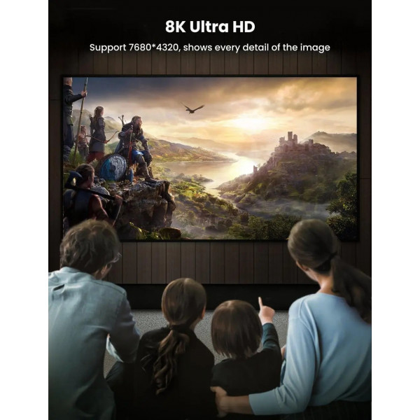 Фото - Кабель UGREEN DP114 DP 1.4 Male to Male Plastic Case Braided Cable 1.5m Black (80391)