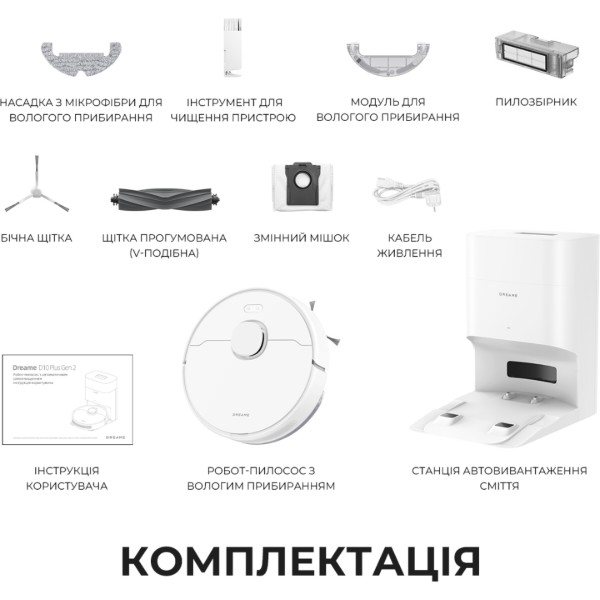 Фото - Уцінка - Робот-пилосос миючий Dreame D10 Plus Gen 2 White (RLD32GD)