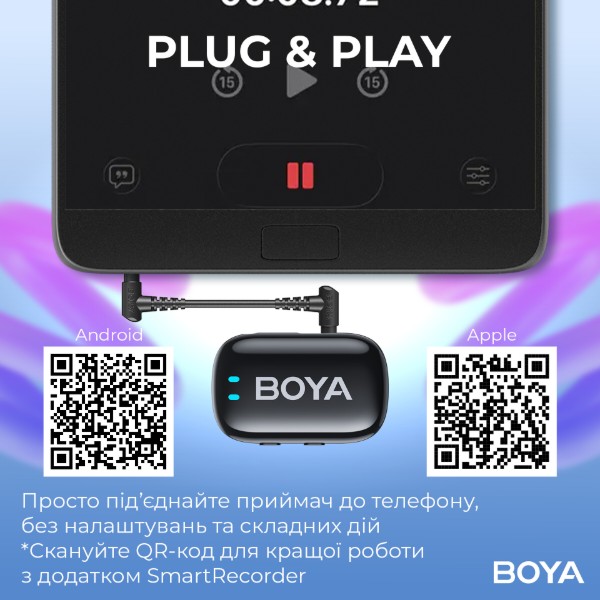 Фото - Уценка - Микрофон для смартфона Boya mini-18 TRS for camera Black