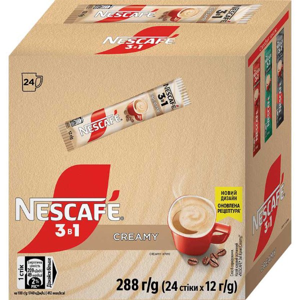 Фото - Уценка - Кофе растворимый Nescafe 3в1 Creamy 24 стика по 12 г