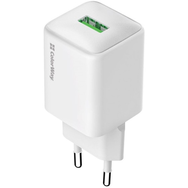 Фото - Уцінка - Мережевий зарядний пристрій Colorway 1USB Quick Charge 3.0 18W V2 White (CW-CHS063Q-WT)