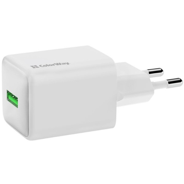 Фото - Уцінка - Мережевий зарядний пристрій Colorway 1USB Quick Charge 3.0 18W V2 White (CW-CHS063Q-WT)