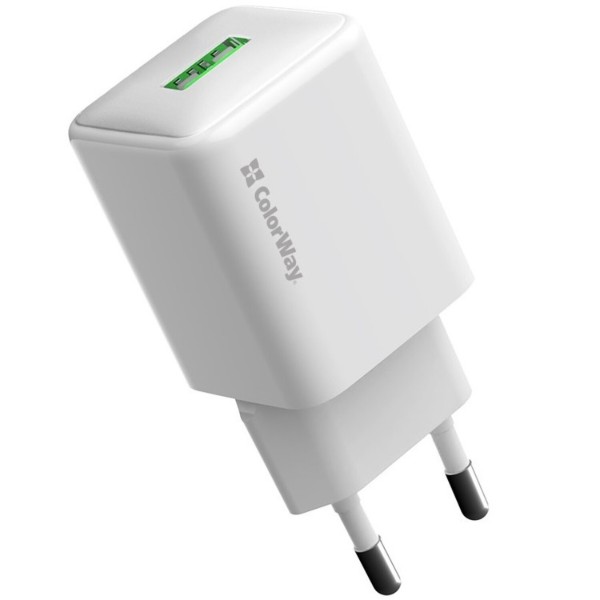 Фото - Уцінка - Мережевий зарядний пристрій Colorway 1USB Quick Charge 3.0 18W V2 White (CW-CHS063Q-WT)