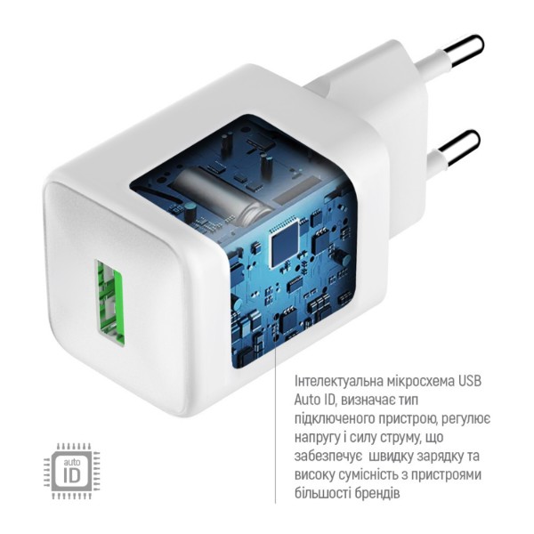 Фото - Уцінка - Мережевий зарядний пристрій Colorway 1USB Quick Charge 3.0 18W V2 White (CW-CHS063Q-WT)