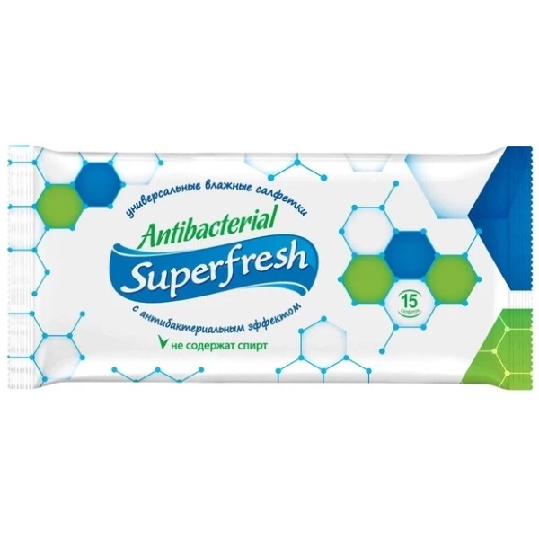 Фото - Серветки гігієнічні вологі Superfresh Antibacterial 15 шт. (4823071630497)