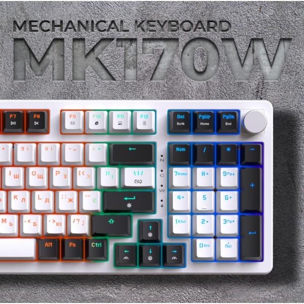 Фото - Уцінка - Клавіатура дротова ігрова GamePro MK170W Hot-Swap Red Swich RGB White (MK170W)