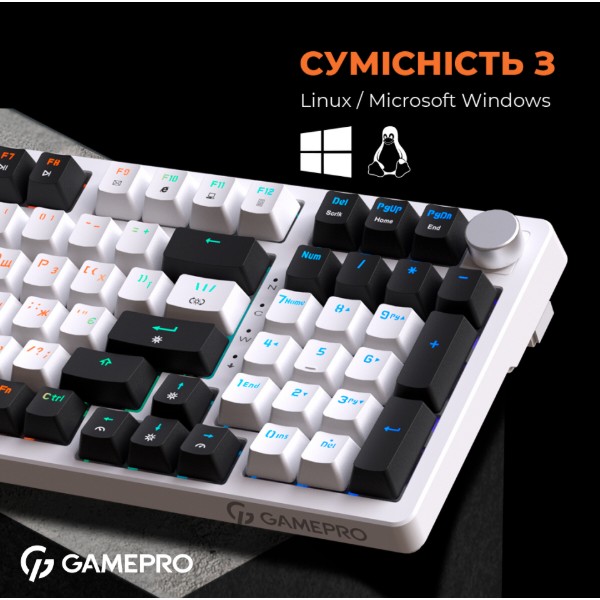 Фото - Уцінка - Клавіатура дротова ігрова GamePro MK170W Hot-Swap Red Swich RGB White (MK170W)
