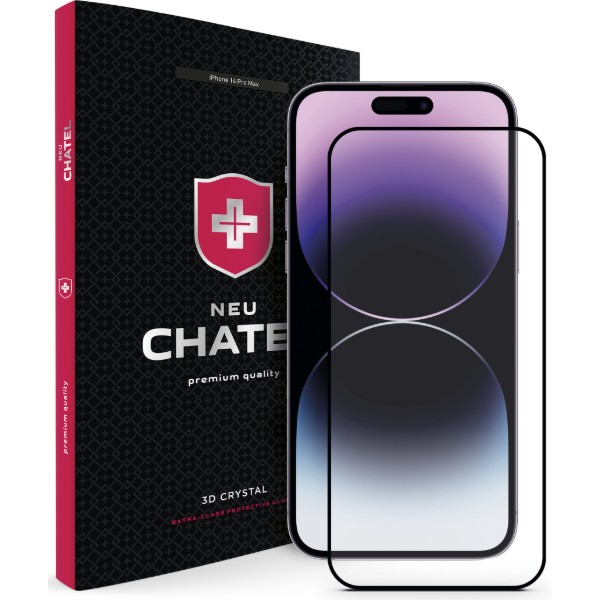 Фото - Уцінка - Захисне скло для смартфону NEU Chatel Corning Gorilla Glass with Mesh for iPhone 14 Pro Max Front Black (+NEU3D14PMB)
