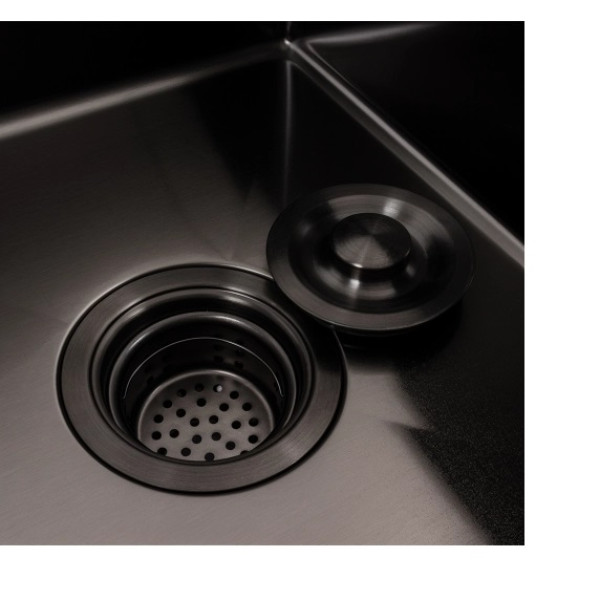 Фото - Мийка кухонна VALESO CM 58x48 R чорна PVD Handmade (круглий сифон 3,0/0,8)