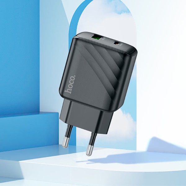 Фото - Уцінка - Мережевий зарядний пристрій HOCO CS23A Sunlight dual port PD30W+QC3.0 charger Black (6942007609944)